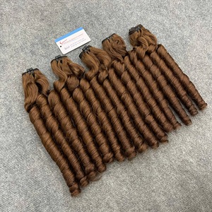 Luxury Bouncy Curly Bounce Brown Hair Weft Remy Vietnamese Human Hair Bundles Hair Extensions <b>Machine</b> Double Weft ThanhanHair - Product Image 4