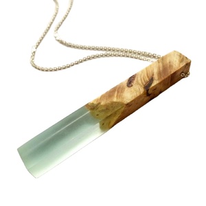 Wood Personality Pendant love Necklace Chain Color Solid <b>Resin</b> Handmade Beaded Pendant Necklace for Women - Product Image 1