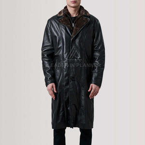 Manteau en cuir pour homme sur mesure, en peau de mouton douce, manteau d'hiver, vente directe d'usine, manteau long en cuir - Product Image 2