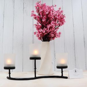 Support de bougie chauffe-plat en verre dépoli et fer blanc, fait main, durable, centre de table, décoration intérieure, lot de décoration pour fête d'anniversaire - Product Image 2