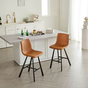 Sgabello da Bar Ergonomico in Ecopelle con Schienale Curvo, Robusta Struttura in Metallo Nero, Seduta Alta con Poggiapiedi per Uso in Cucina - Product Image 4