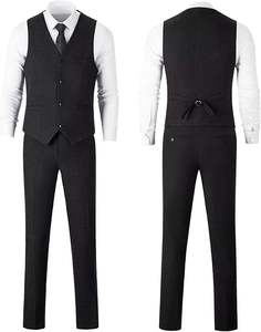Trajes de Hombre Negros Lisos de Corte Slim Fit, 3 Piezas, Ropa de Moda Casual para Boda, Elegante Traje de Novio, Pantalón, Chaqueta, Blazer, Traje de Oficina, Servicios OEM - Product Image 3