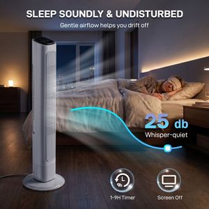 Ventilatore a Torre in Plastica Bianca da 36 Pollici con Motore in Rame e Telecomando Touch (Standard USA 110V 45W) - Product Image 5