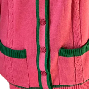 AKA Salmon Pink & Apple Green <b>Cardigan</b> <b>Sweater</b> Button Front Knit Long Sleeve Women's Sorority Casual Layering Apparel - Product Image 5