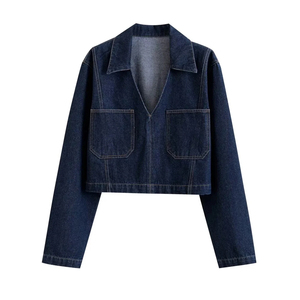 Camisa vaquera oversize de estilo único para mujer, abrigo informal con botones y acabado lavado para la temporada otoño/invierno, venta al por mayor de prendas de mezclilla. - Product Image 3
