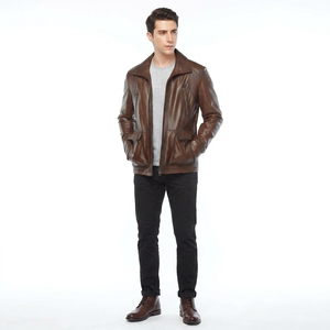 Classic Fashion Forward <b>Men's</b> Real <b>Leather</b> Breathable Varsity <b>Jacket</b> with ZipOut Lining Adjustable Fit Autumn for <b>Men</b> - Product Image 1