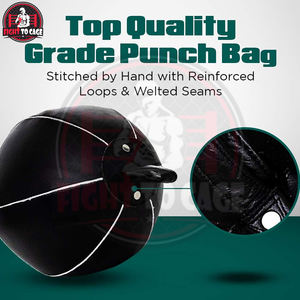 Saco de Boxeo de Cuero Genuino de Doble Extremo, Forma Redonda, Color Negro, el Mejor Producto, con Impresión de Logotipo Personalizado - Product Image 3