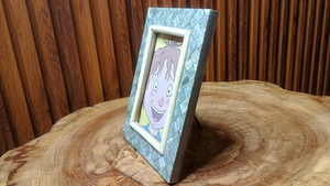 FAIZA CRAFT Handmade Blue and White MDF & Bone Inlay UV <b>Printed</b> Customizable Waterproof Vertical Square Photo <b>Frame</b> Tabletop - Product Image 3