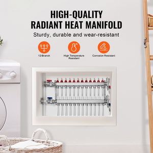 Componenti per Riscaldamento Domestico: Collettore in Acciaio Inox a 12 Vie per Riscaldamento a Pavimento Radiante - Product Image 2