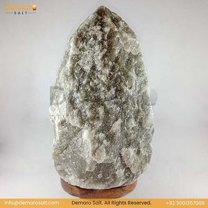Lámpara de Sal del Himalaya OEM con Interruptor y Base de Madera, Lámpara de Mesa de Sal Gris Natural Tallada con Regulador de Intensidad, Venta al por Mayor - Product Image 1