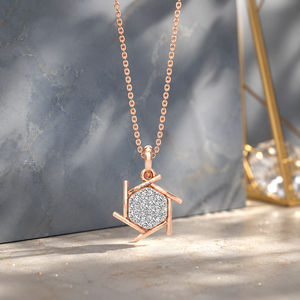 Pendentif de luxe en or 10K/14K/18K ou argent 925/935, plaqué rhodium, avec cluster géométrique hexagonal de diamants de laboratoire, pour femme, idéal pour un anniversaire - Product Image 1