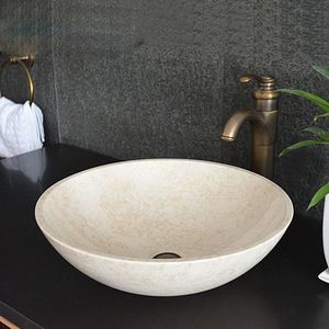 Lavabo moderno de piedra de mármol para Baño beige - Product Image 4