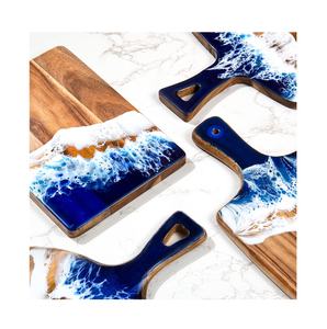 Planche à découper au design unique Planche à découper en bois d'acacia et en résine Planche à découper en bois pour cuisine et hôtel - Product Image 5