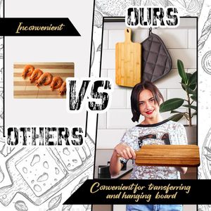 เขียงไม้พร้อมด้ามจับ ทำจากไม้กระถิน สำหรับเสิร์ฟในครัว ใช้หั่นพิซซ่า ขนมปัง ชีส อาหารแชร์กูเตอรี และผลไม้ - Product Image 3