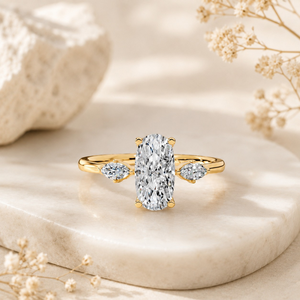 Elongated Oval Cut Lab Grown Diamond Engagement Ring 18K White <b>Rose</b> Gold Colorless VVS 11x5.5mm IGI Certified Luxury - Product Image 4