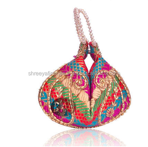 อินเดียแฮนด์เมดเย็บปักถักร้อยชาติพันธุ์งานแต่งงาน Potli กระเป๋าข้อมือกระเป๋าถือเหรียญ Potli กระเป๋างานแต่งงานสุทธิของขวัญกระเป๋า - Product Image 5