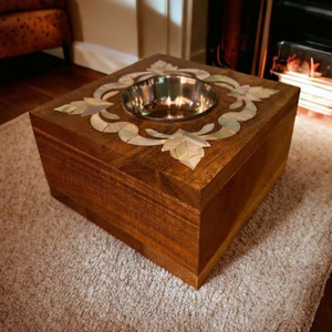 Brûleur d'encens Mabkhara et brûleur d'oud arabe élégant de qualité supérieure, incrusté de résine et de nacre, style Moyen-Orient, pour le Ramadan et l'Aïd - Product Image 4