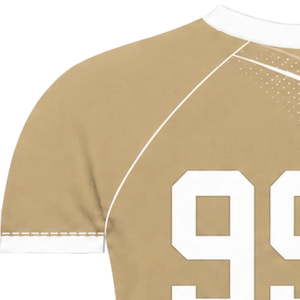 Maillot de compression athlétique à manches courtes beige et blanc personnalisé, col ras du cou, motif vague, pour entraînement de performance et sports nautiques - Product Image 3