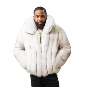 Abrigo de Invierno Largo y Grueso de Piel de Zorro con Rayas Marrones para Hombre, de Lujo, OEM, a Precio de Mayoreo - Product Image 1