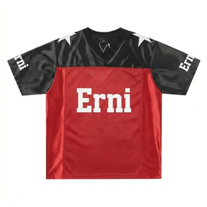 Camiseta de Fútbol Americano Retro, Corte Regular, Unisex, Verano, Informal, Deportiva, Transpirable, Cuello Redondo, Manga Corta, Estampada - Product Image 2