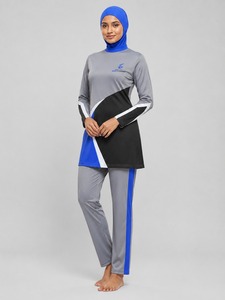 Ensemble burkini confortable, respirant, durable et modeste, burkinis islamiques 2 pièces, imprimé cristal, coupe haute, séchage rapide, taille OEM - Product Image 4