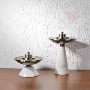 Juego de quemador de incienso de lujo de acero inoxidable y mármol con cono perforado, soporte para incienso Bakhoor y pedestal de resina. - Product Image 6
