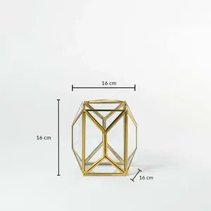 Decorative Black Iron Candle Holder Handmade for Modern Bedroom DecorationGeometric <b>Brass</b> <b>Lantern</b> Glass Candle Holder Home Decor - Product Image 1