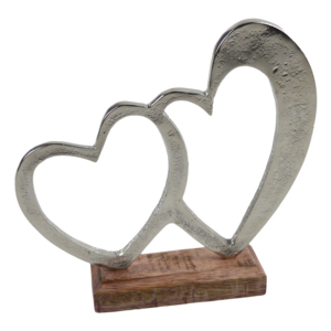 Triple Heart With Wooden Base Best Christmas Supplies Creative Ornaments for Home Table Desk Indoor <b>Decor</b> Trendy Sculptures - Product Image 5