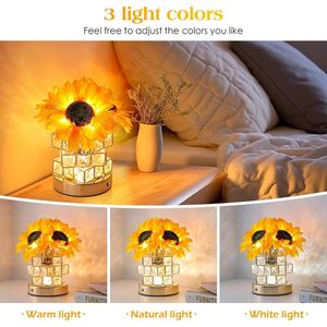 Rechargeable Cordless Touch Table Lamp 3 Colour Infinitely Dimming Sunflowers Night Light Small Night Light - Product Image 2