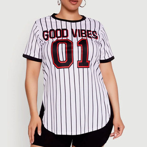 Maillot de football américain respirant en maille personnalisé pour femme, à rayures fines, grande taille, décontracté, pour équipe, OEM, marque privée, haut de sport - Product Image 4