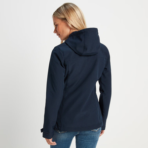 Women's Best Selling Navy Hooded Fleece <b>Jacket</b> Full Sleeve Zipper Closure Windproof Autumn Wear Breathable - Product Image 3