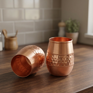 Gobelet moderne en cuivre martelé, finition mate, détails perlés, verre à boire en cuivre pur, tasse à eau de qualité supérieure, pour la maison, le bar, la cuisine - Product Image 6