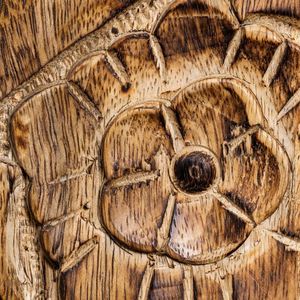 Carved Mango Wood <b>Sideboard</b> Wooden Cabinet Brown Buffet <b>Storage</b> Console for Living Room Bedroom Home Office - Product Image 4