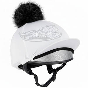 Funda de Lujo para Casco de Equitación de Invierno, con Pompón de Piel Sintética, Gruesa y Elástica, Accesorio de Seda para Competición Ecuestre - Product Image 6