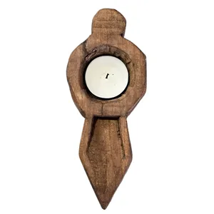 Porte-bougie chauffe-plat en bois fait main vintage, décoration de table rustique style ferme pour salon, chambre, jardin, entrée, salle à manger, maison - Product Image 1