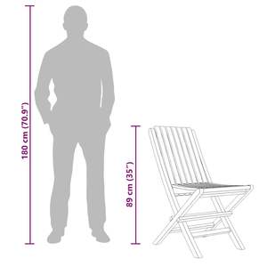 Ensemble de 4 chaises de jardin pliantes en teck massif, taille moyenne, couleur naturelle - Product Image 6