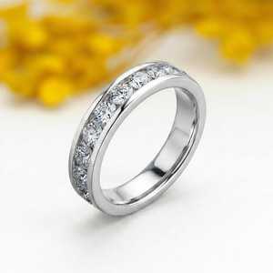 High Quality Luxury Lab Grown Round Brilliant Cut Eternity Band <b>Ring</b> 14K Solid White Gold Fine <b>Proposal</b> Wedding Gift For Lovers - Product Image 1