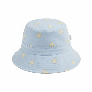 Sombrero de Pescador para Mujer, Azul, Bordado Floral, Personalizado, OEM, Venta al Por Mayor - Product Image 1