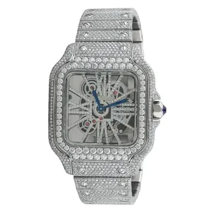Reloj de Pulsera de Diseño para Hombre, de Lujo, de Alta Calidad, con Esfera Romana, Cristal, Diamantes, Moissanita, Chapado en Blanco, Personalizado, Inteligente, con Banda de Dos Tonos - Product Image 1