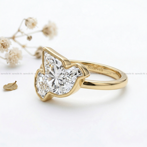 Bague de déclaration originale de qualité supérieure en forme de pigeon avec diamant de laboratoire fantaisie et moissanite, monture en or - Product Image 3