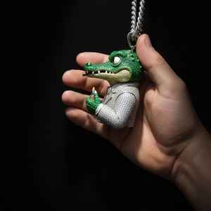Colgante de Cabeza de Cocodrilo Personalizado con Moissanita para Hombre, Estilo Hip Hop, con Plata 925, para Amantes de los Animales, Joyería Fina, Colgantes y Dijes - Product Image 6