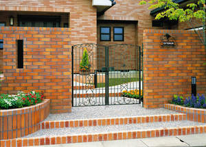 Portail de cour à double battant en fer forgé de style méditerranéen KHP, revêtement poudré, durable, installation facile, garantie non applicable - Product Image 5
