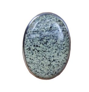 Anillo de Compromiso de Plata de Ley 925 Chapado en Oro Rosa con Piedra Preciosa Ovalada de Jaspe Kambaba Verde para Ella, Regalo - Product Image 1