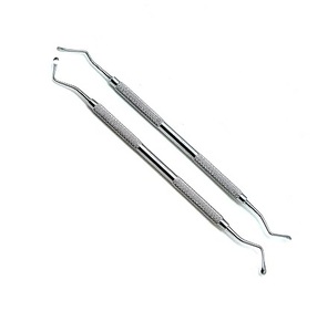 Cureta dental Lucas de doble punta con mango hueco, instrumento quirúrgico dental de acero inoxidable reutilizable, aprobado por ISO - Product Image 1