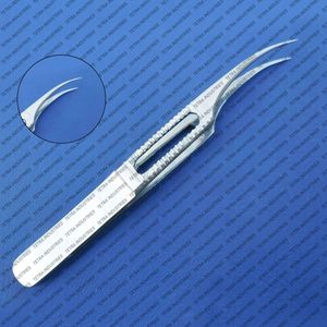 Hoskin les mieux notés # 16 Micro-pinces à tissus courbées à pointe fine rainurée, instrument microchirurgical en acier inoxydable, pinces chirurgicales CE - Product Image 1