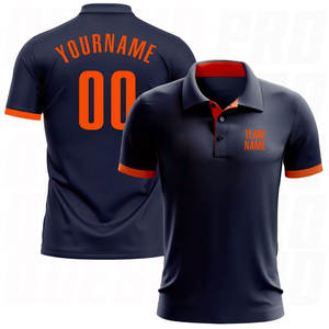 Ropa de Golf, Camisetas Polo de Golf de Alto Rendimiento en Azul Marino y Naranja, Fabricantes de Ropa, Diseño de Marca Personalizado, Logotipo, Camisetas Polo Deportivas de Golf - Product Image 4