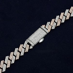 Cadena Cubana para Hombre de Plata de Ley 925 Chapada en Oro Rosa, con Moissanita y Diseño Elevado, Joyería Hiphop Sólida y Pesada - Product Image 5