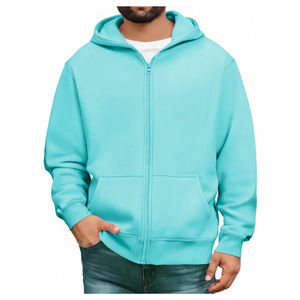 Sweat-shirt à capuche zippé pour homme, hiver, uni, impression de logo personnalisée, service OEM, molleton, manches longues - Product Image 5