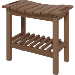 Panca contenitore marrone con tavolino laterale, utilizzabile come tavolino da caffè da esterno o panca per doccia - Product Image 6