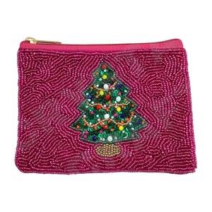 Beautiful and Fashionable Coin Pouch Wallet Christmas <b>Tree</b> Seed Beaded Accessory for the Holiday Season - Product Image 1